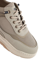 Erkek Bej Bağcıklı Deri Sneaker | Derimod