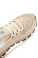 Derimod Zero Erkek Bej Bağcıklı Kalın Tabanlı Kumaş Sneaker | Derimod