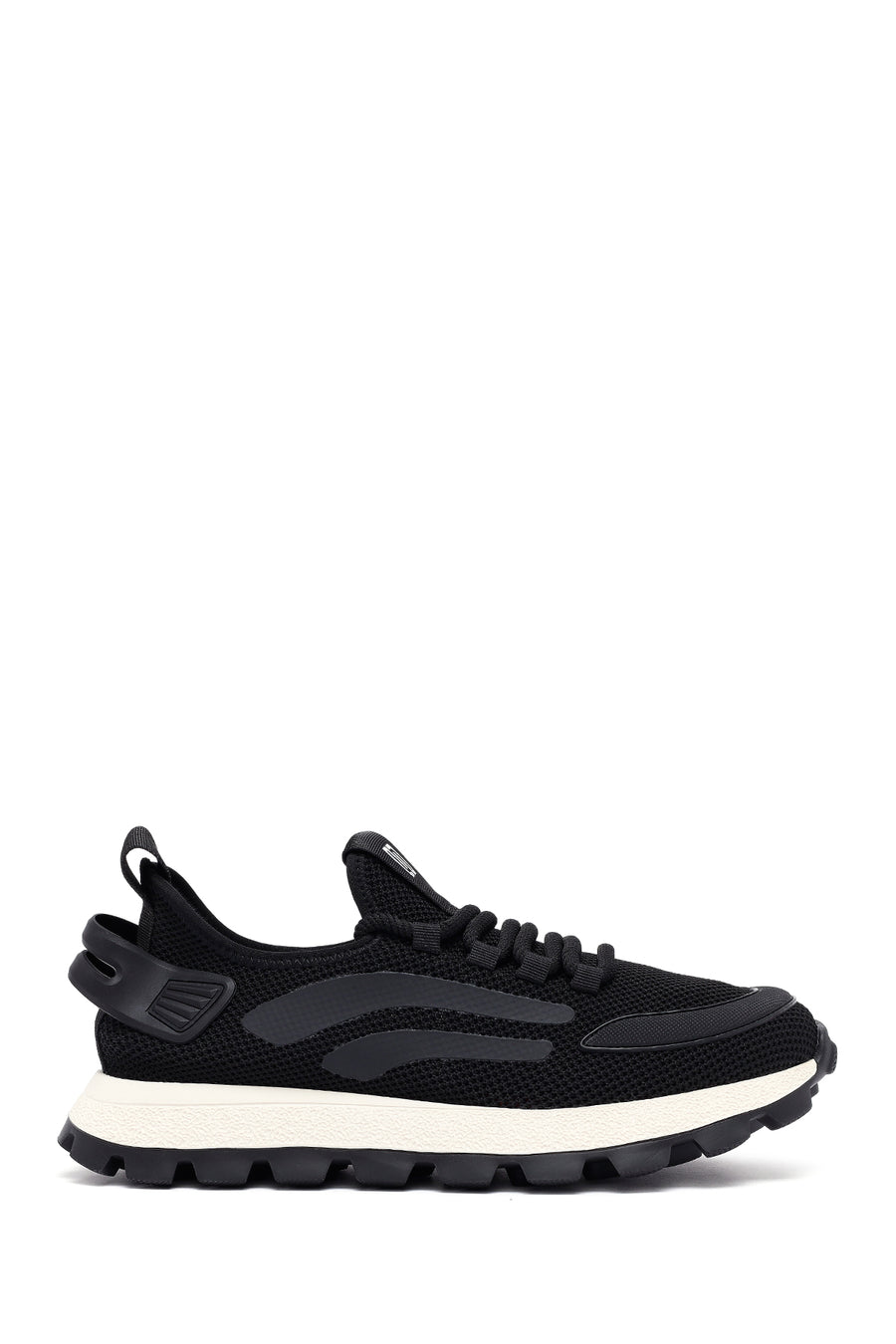 Derimod Zero Erkek Siyah Bağcıklı Kalın Tabanlı Kumaş Sneaker 25SFD69406F | Derimod