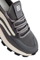 Derimod Zero Erkek Gri Bağcıklı Kalın Tabanlı Kumaş Sneaker | Derimod