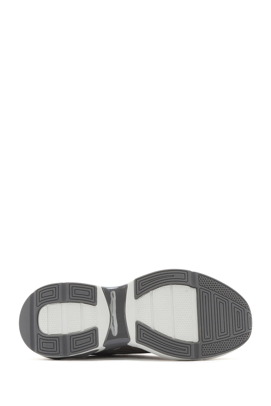 Men's Grey Lace-Up Thick-Sole Fabric Sneakers