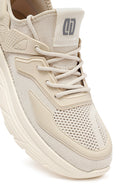 Derimod Zero Men's Beige Laced Thick Soled Fabric Sneakers | Derimod