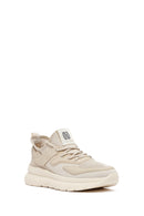 Derimod Zero Men's Beige Laced Thick Soled Fabric Sneakers | Derimod