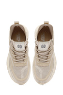 Derimod Zero Men's Beige Laced Thick Soled Fabric Sneakers | Derimod