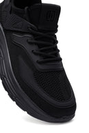 Derimod Zero Men's Black Lace-Up Thick-Sole Fabric Sneaker | Derimod