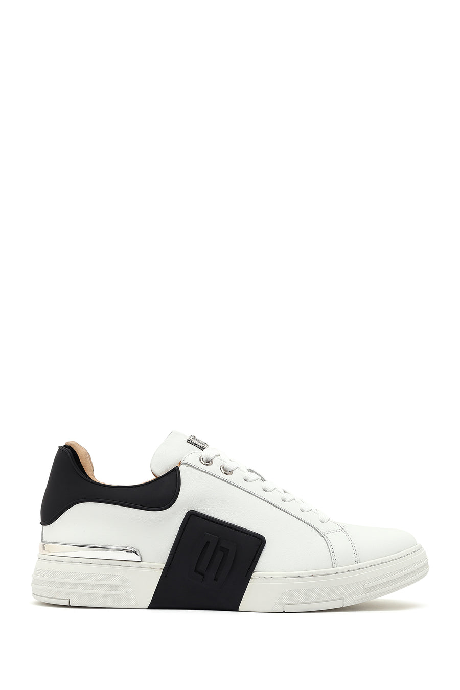 Men's White Lace-up Thick-Sole Leather Sneaker 25SFD694318 | Derimod