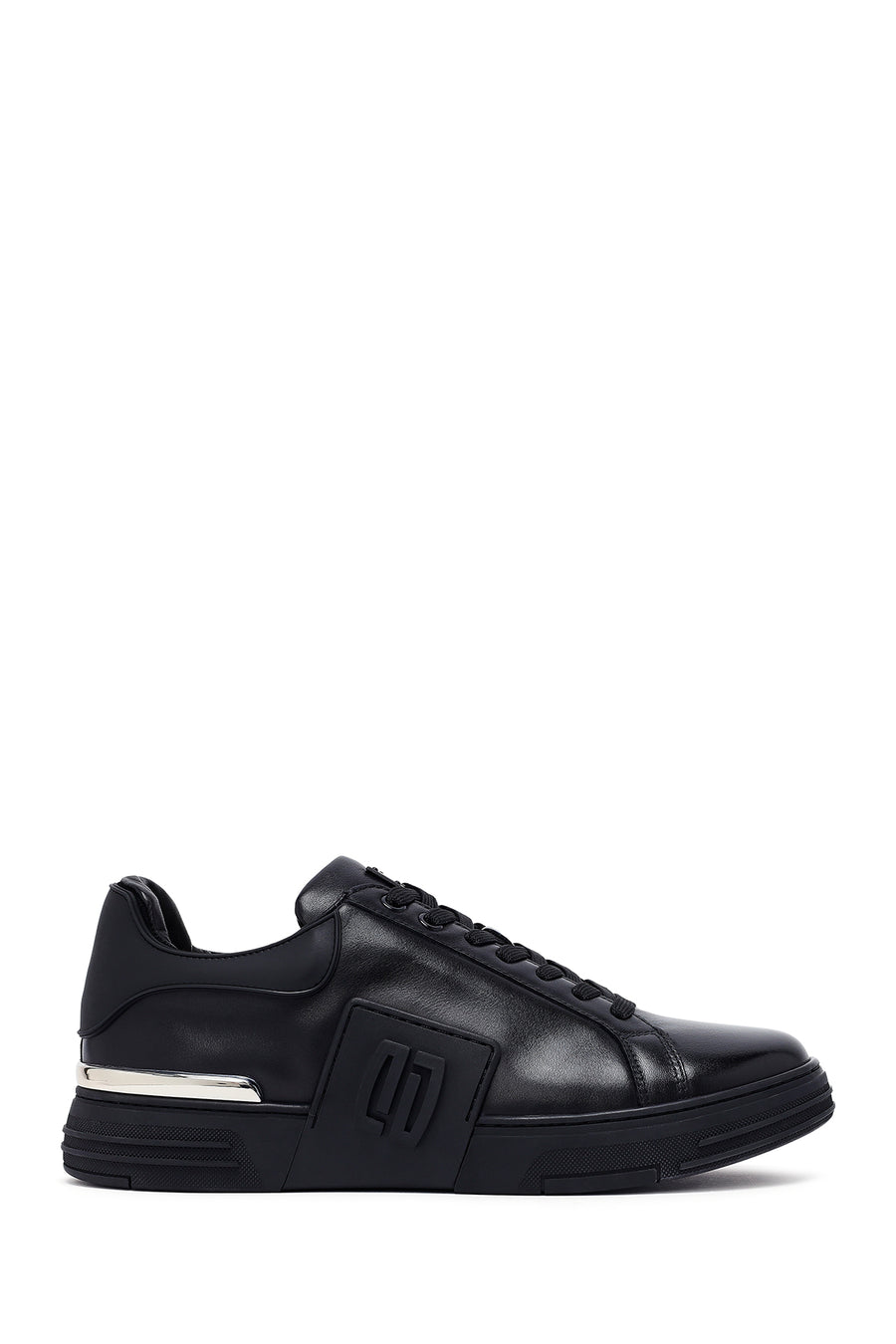 Men's Black Lace-up Thick-Sole Leather Sneaker 25SFD694318 | Derimod