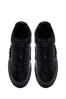 Erkek Siyah Bağcıklı Kalın Tabanlı Deri Sneaker | Derimod