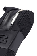 Erkek Siyah Bağcıklı Kalın Tabanlı Deri Sneaker | Derimod