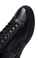 Erkek Siyah Bağcıklı Kalın Tabanlı Deri Sneaker | Derimod