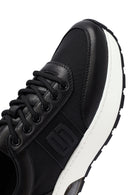 Derimod Zero Men's Black Lace-Up Thick Sole Leather Sneakers | Derimod