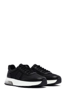 Derimod Zero Men's Black Lace-Up Thick Sole Leather Sneakers | Derimod