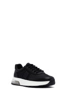 Derimod Zero Men's Black Lace-Up Thick Sole Leather Sneakers | Derimod