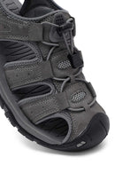 Male Grey Leather Outdoor Sandals | Derimod