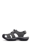 Male Grey Leather Outdoor Sandals | Derimod