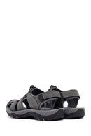 Male Grey Leather Outdoor Sandals | Derimod