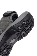 Male Grey Leather Outdoor Sandals | Derimod