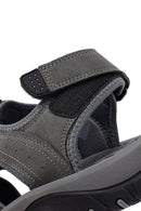 Male Grey Leather Outdoor Sandals | Derimod