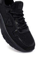 Derimod Zero Men's Black Lace-Up Thick-Sole Fabric Sneaker | Derimod