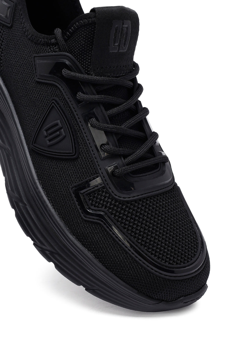 Derimod Zero Men's Black Lace-Up Thick-Sole Fabric Sneaker