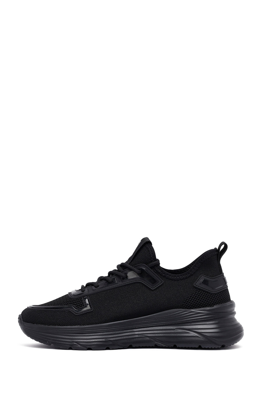 Derimod Zero Men's Black Lace-Up Thick-Sole Fabric Sneaker