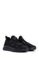 Derimod Zero Men's Black Lace-Up Thick-Sole Fabric Sneaker | Derimod
