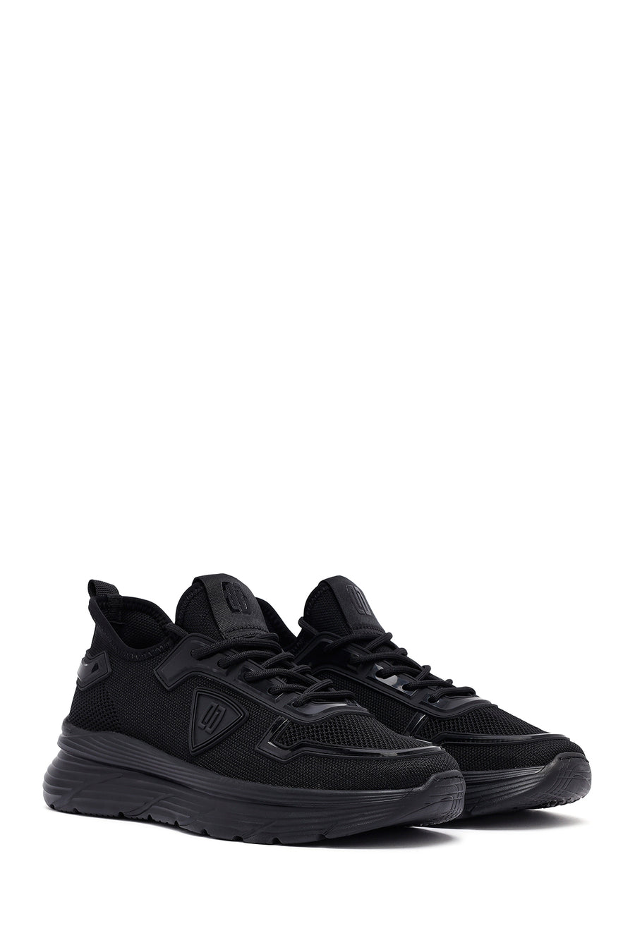 Derimod Zero Men's Black Lace-Up Thick-Sole Fabric Sneaker