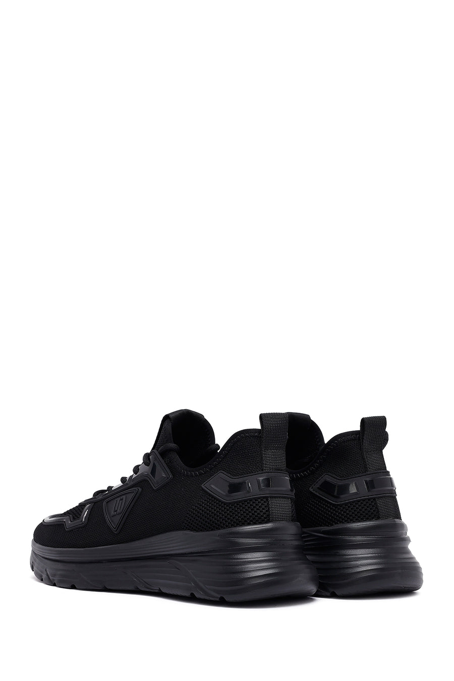 Derimod Zero Men's Black Lace-Up Thick-Sole Fabric Sneaker