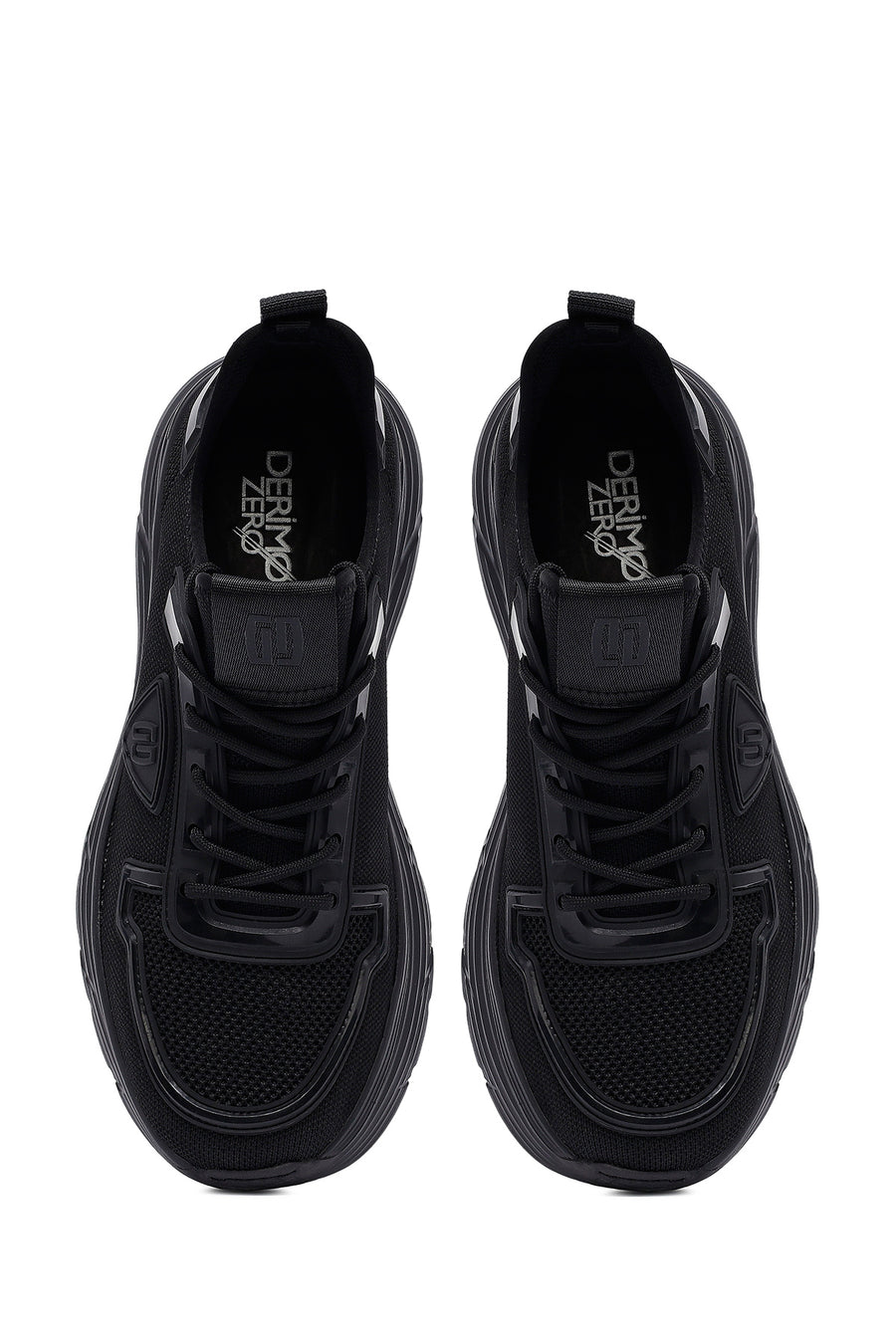 Derimod Zero Men's Black Lace-Up Thick-Sole Fabric Sneaker