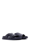 Men's Navy Blue Buckled Slippers | Derimod