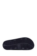 Men's Navy Blue Buckled Slippers | Derimod