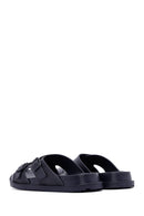 Men's Navy Blue Buckled Slippers | Derimod