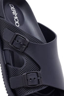 Men's Navy Blue Buckled Slippers | Derimod