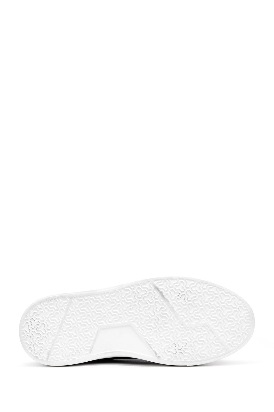 Erkek Siyah Bağcıklı Kalın Tabanlı Deri Sneaker