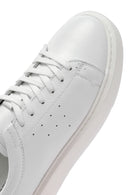 Erkek Beyaz Bağcıklı Kalın Tabanlı Deri Sneaker | Derimod