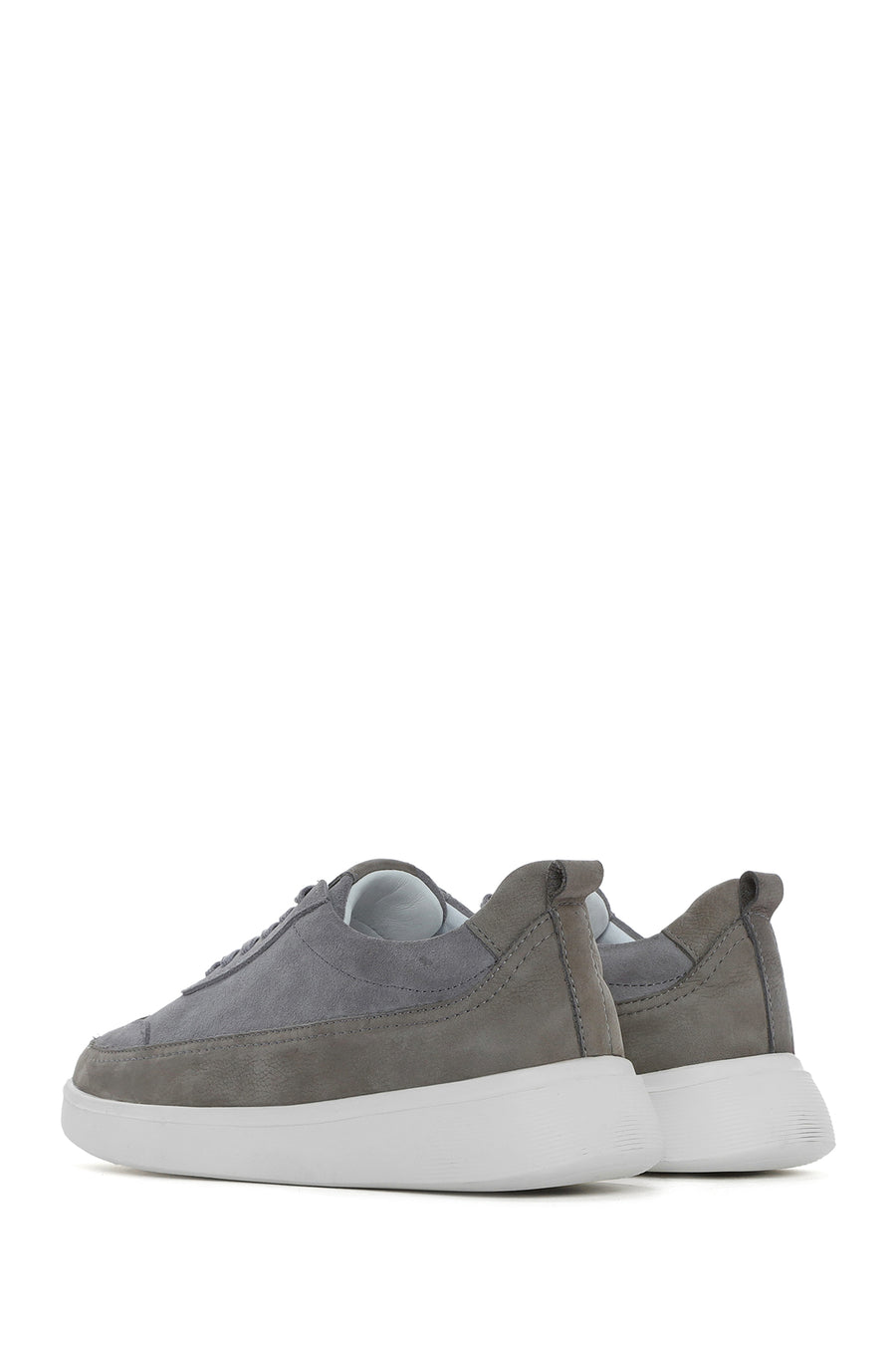 
Men's Grey Lace-Up Thick Sole Leather Sneaker
