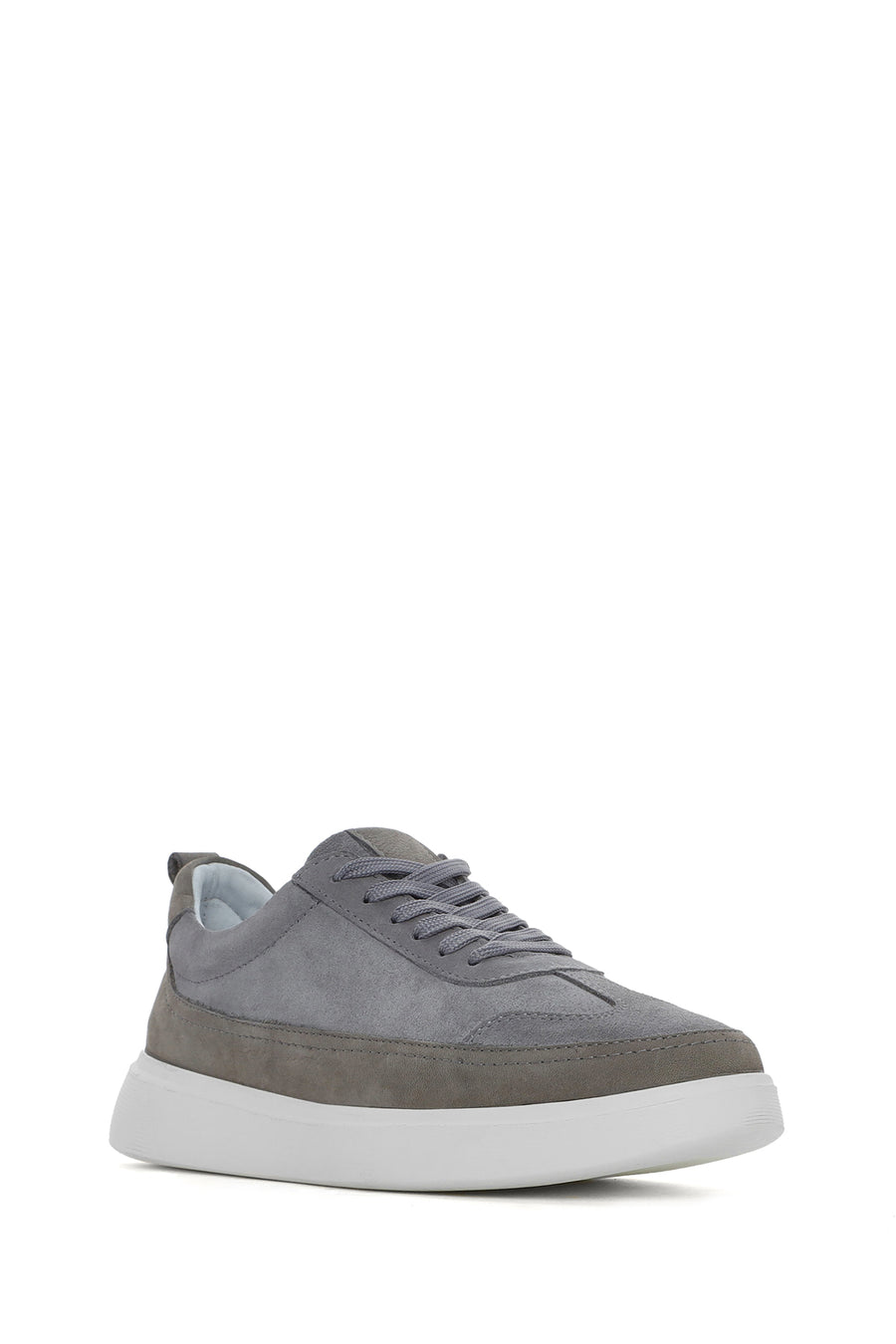 
Men's Grey Lace-Up Thick Sole Leather Sneaker
