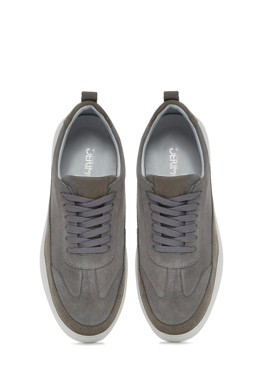 
Men's Grey Lace-Up Thick Sole Leather Sneaker
