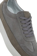 Erkek Gri Bağcıklı Kalın Tabanlı Deri Sneaker | Derimod