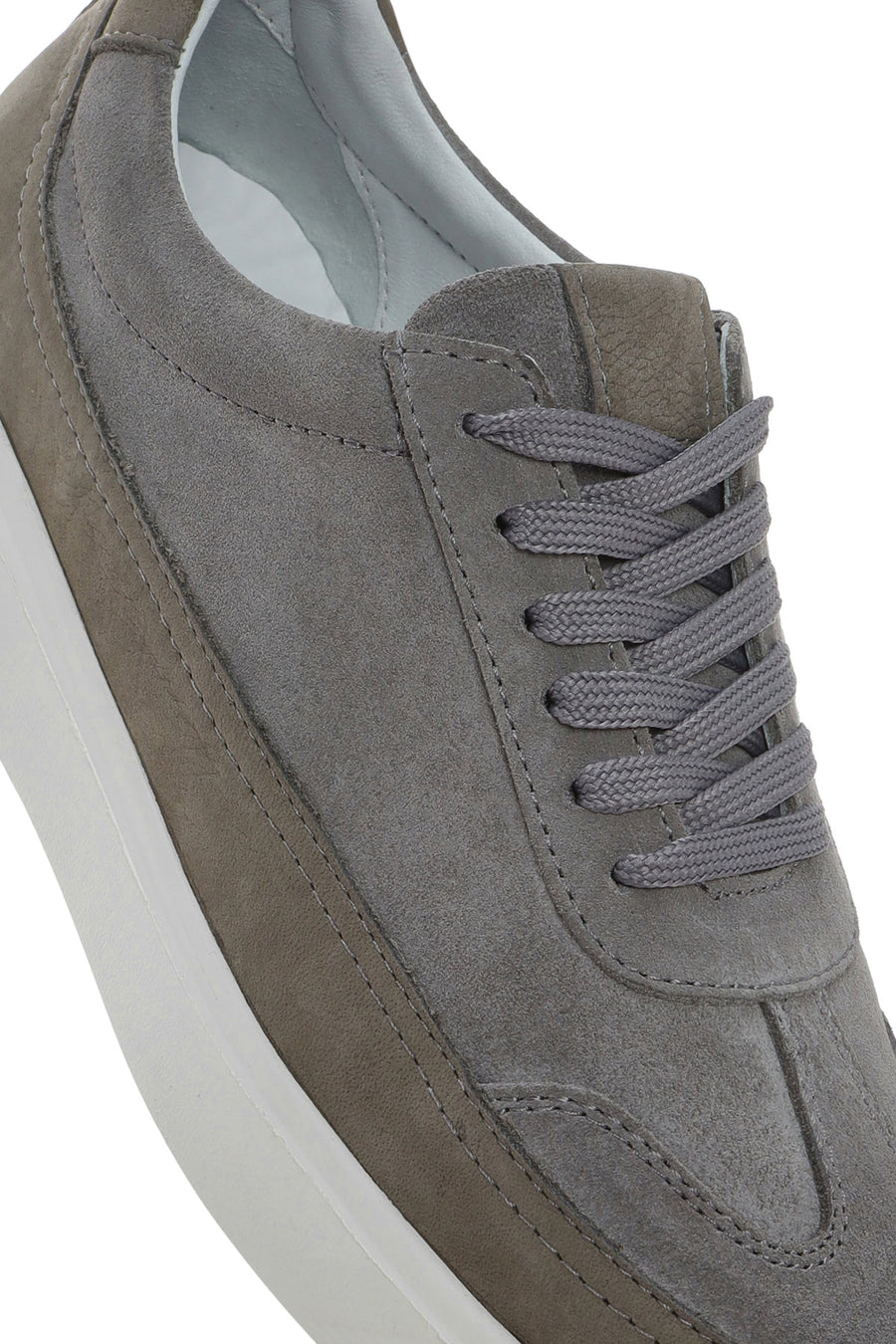 
Men's Grey Lace-Up Thick Sole Leather Sneaker
