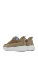 Erkek Vizon Bağcıklı Kalın Tabanlı Deri Sneaker | Derimod