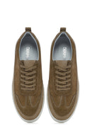 Erkek Vizon Bağcıklı Kalın Tabanlı Deri Sneaker | Derimod