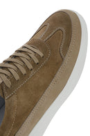 Erkek Vizon Bağcıklı Kalın Tabanlı Deri Sneaker | Derimod