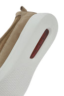 Erkek Vizon Bağcıklı Kalın Tabanlı Deri Sneaker | Derimod