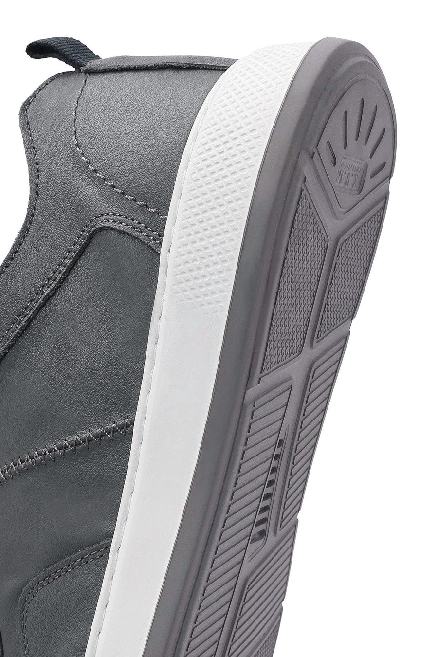 Men's Grey Lace-Up Leather Sneakers