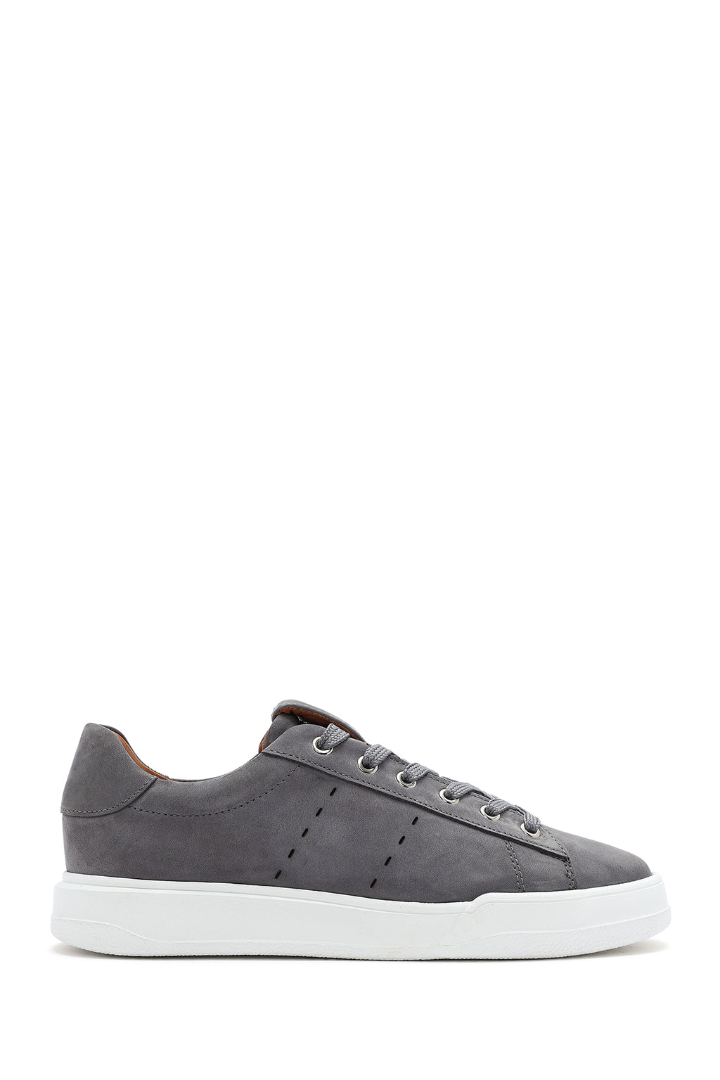 Erkek Gri Bağcıklı Süet Deri Sneaker