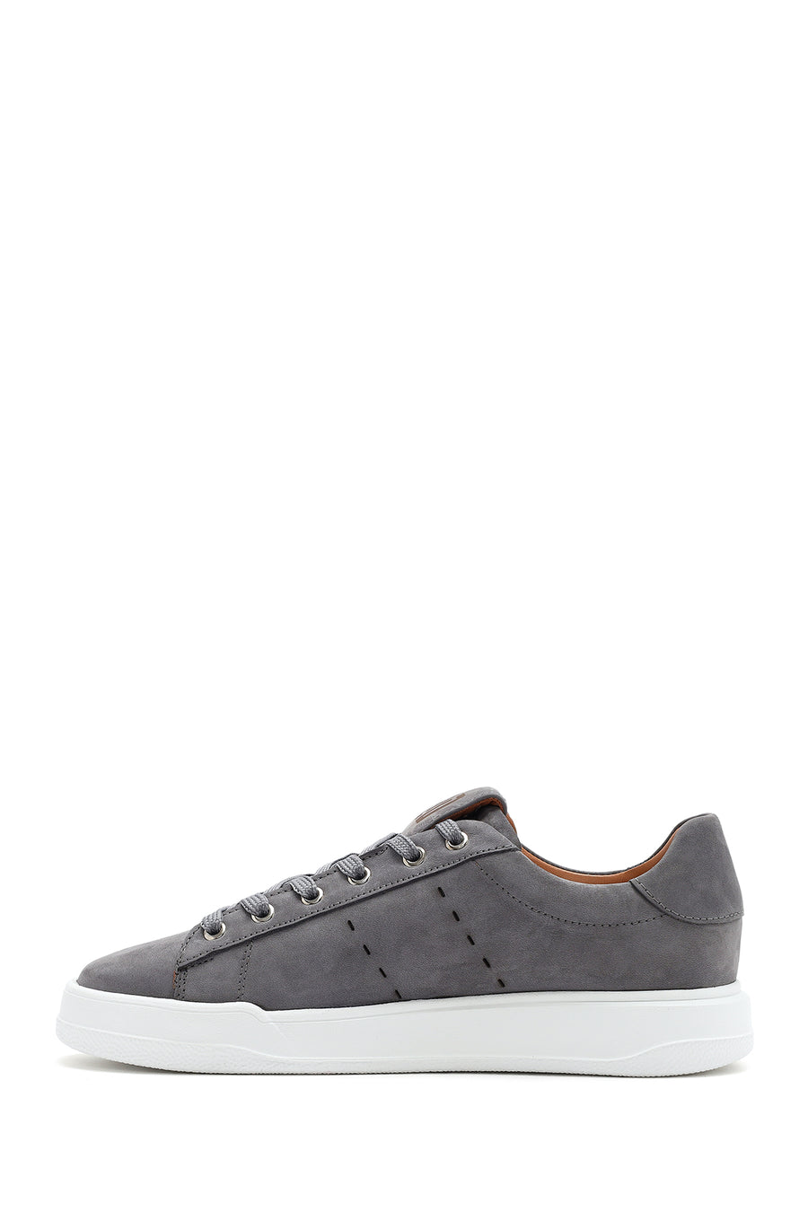 Men's Gray Lace-Up Suede Leather Sneaker