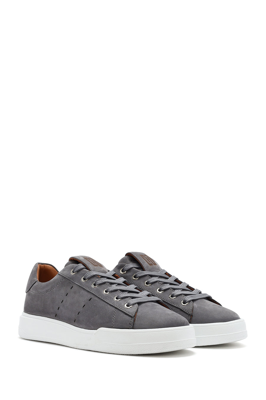 Men's Gray Lace-Up Suede Leather Sneaker