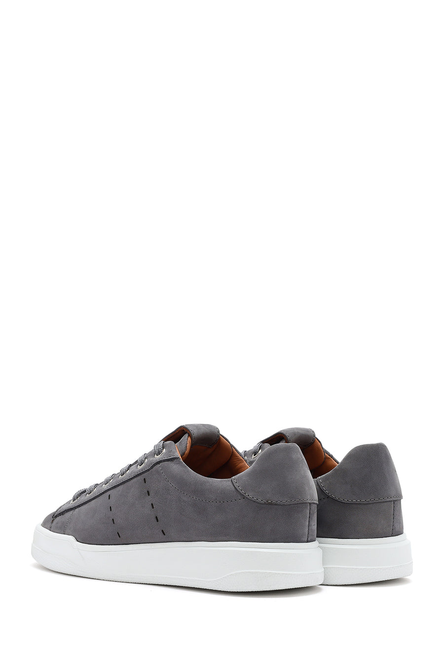 Men's Gray Lace-Up Suede Leather Sneaker
