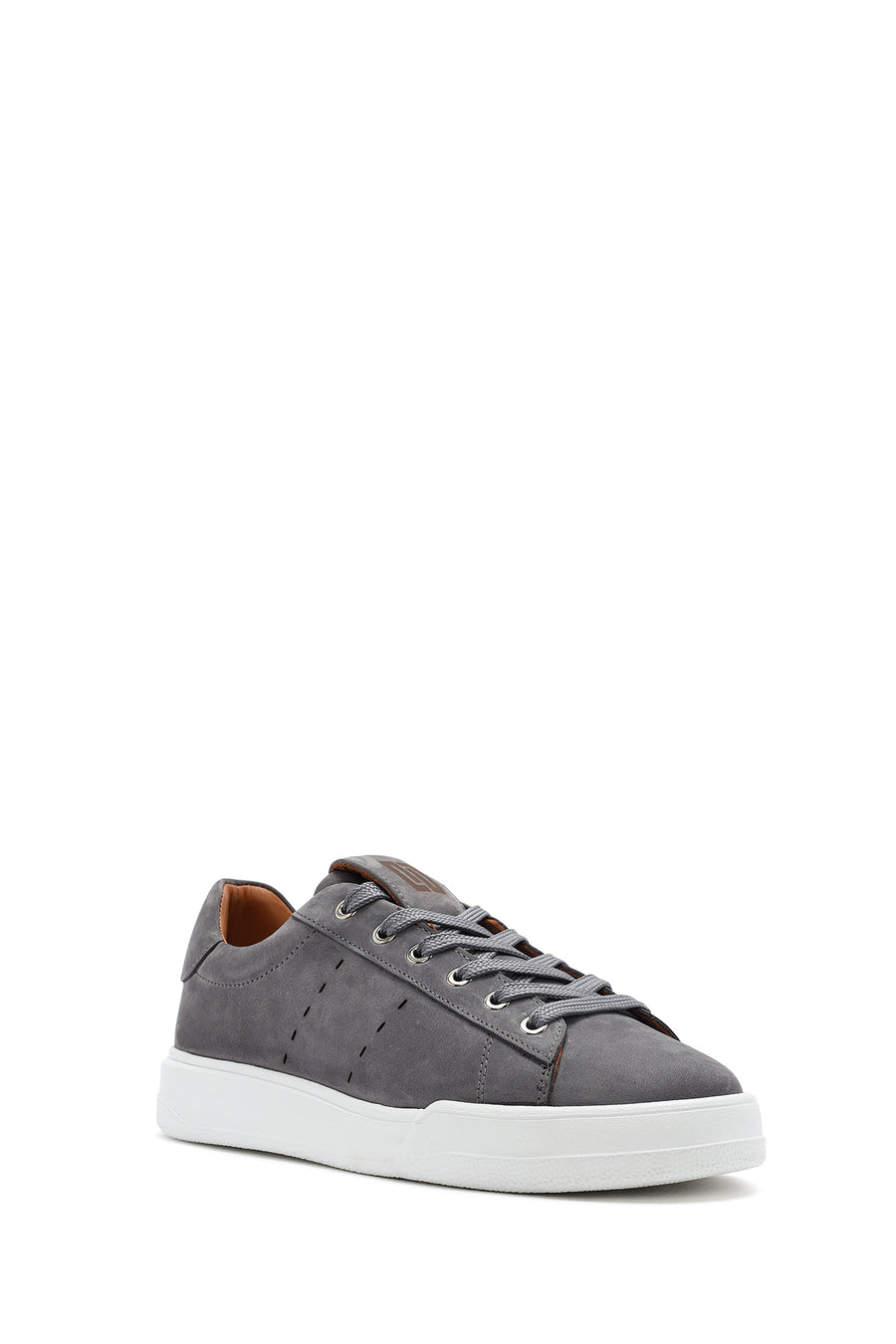 Men's Gray Lace-Up Suede Leather Sneaker
